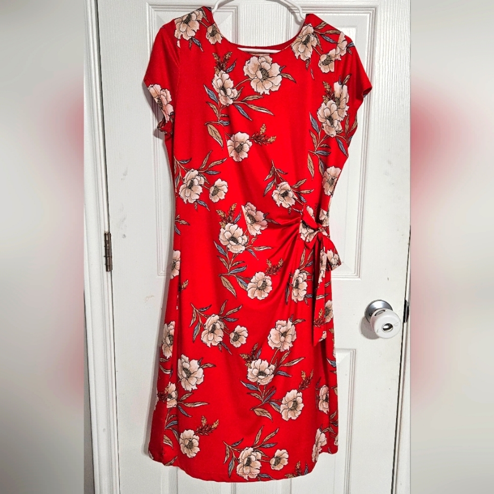 Red floral dress